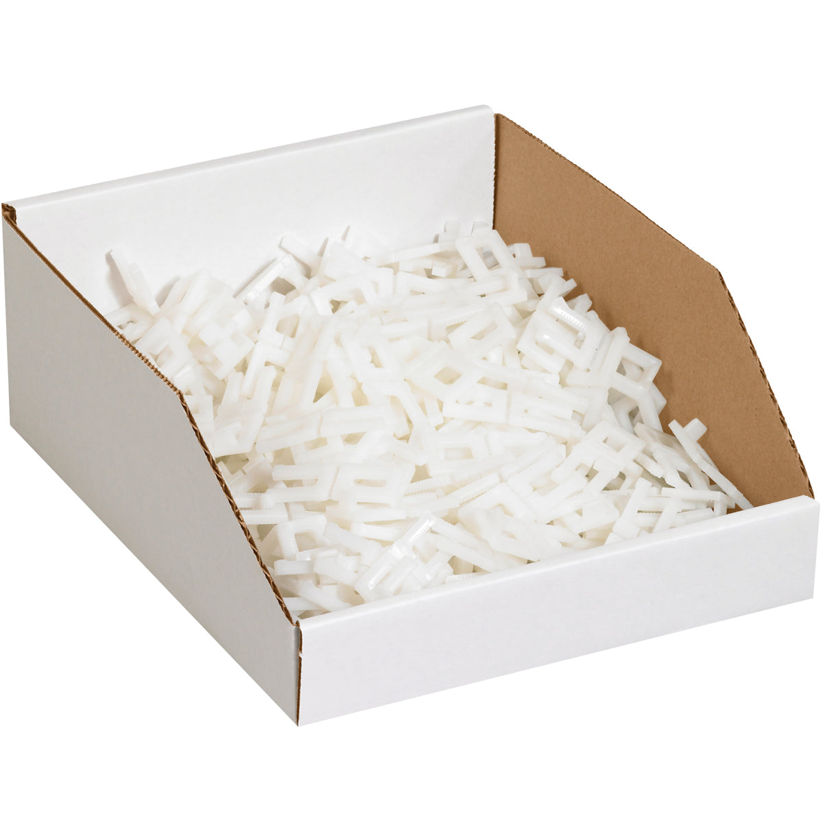 Bundle of 25 White Open - Top Corrugated Bin Boxes with Dimensions 10 inches Width x 12 inches Length x 4.5 inches Height