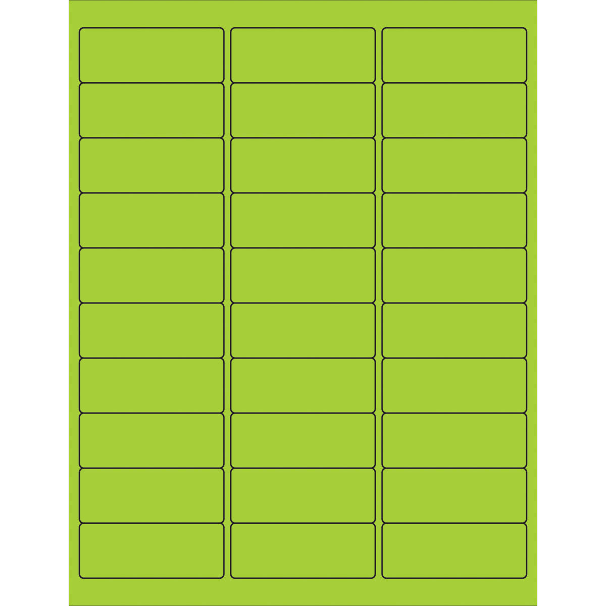 Fluorescent Green 2 5/8 x 1 Rectangle Laser Labels - 3000 per Case