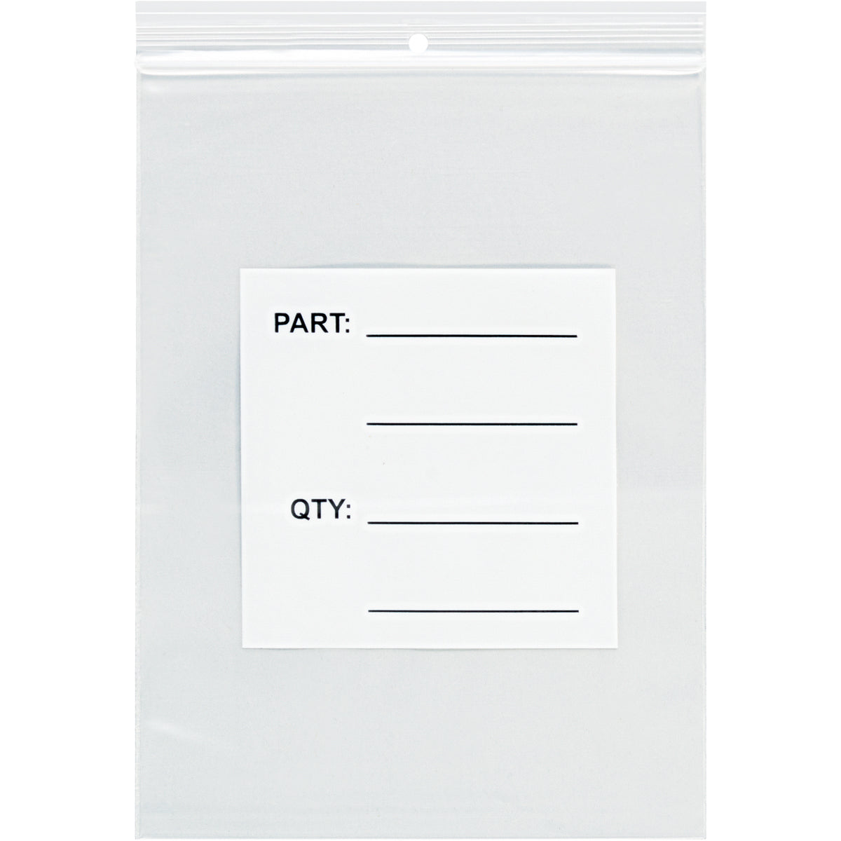 Pack of 500 White Plastic Parts Bags with Hang Holes, Measuring 10 x 18 and 4 Mil Thickness per Case