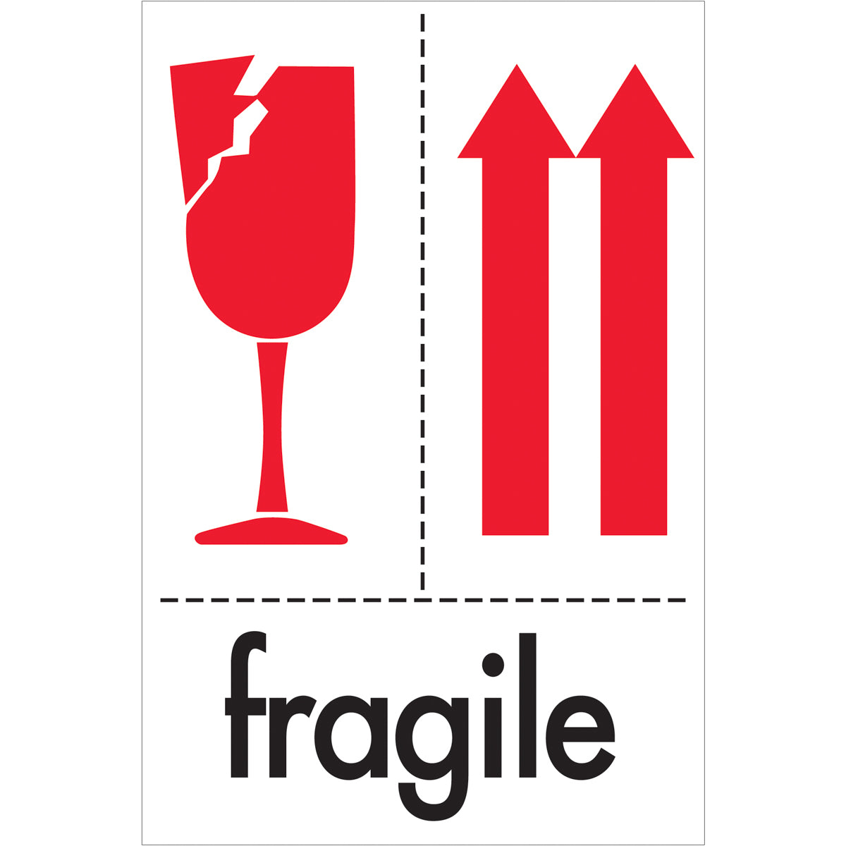 500/Pack 4 x 6 Fragile Pressure - Sensitive Labels