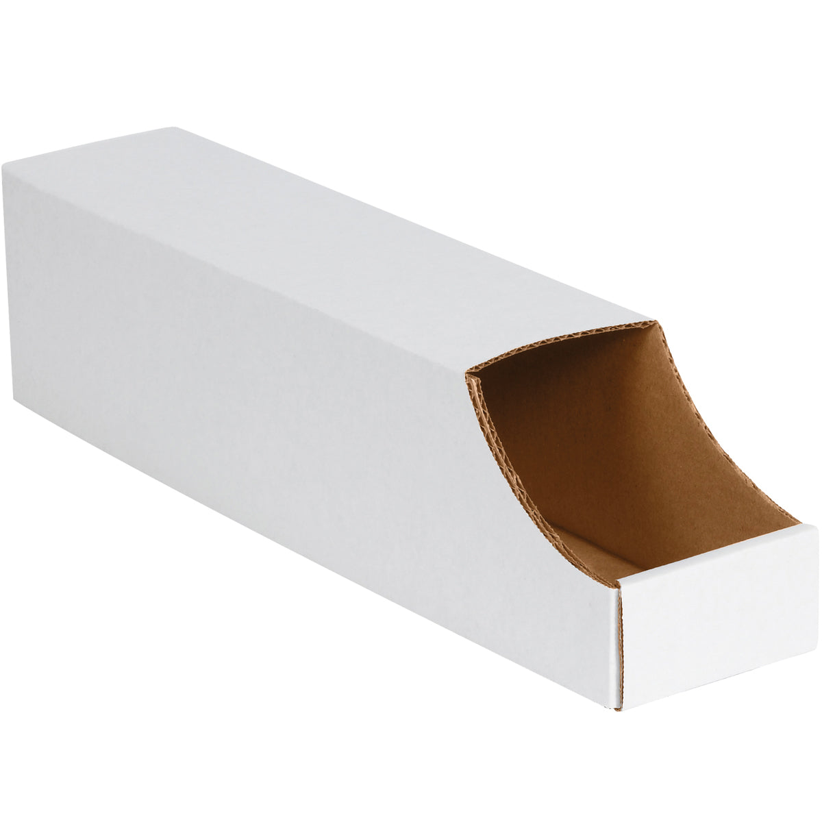 Bundle of 50 Stackable 4 x 18 x 4.5 White Corrugated Bin Boxes